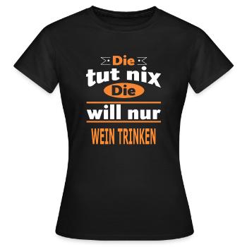WEIN TRINKEN - Frauen T-Shirt - Schwarz - Vorne - AI Model Female 172 dark (172cm)
