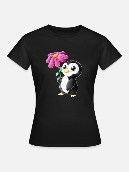 Putziger Comic Pinguin - Frauen T-Shirt - Schwarz