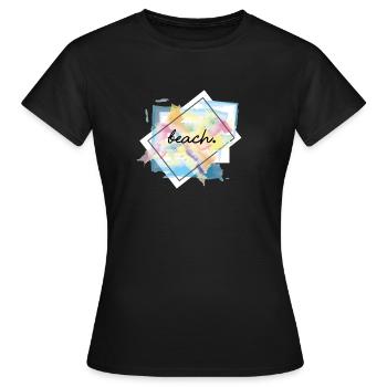 plage, plage - T-shirt Femme - noir - Devant - AI Model Female 172 dark (172cm)