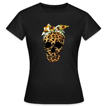 Totenkopf Sonnenblume Bandana Mädchen - Frauen T-Shirt - Schwarz - Vorne - AI Model Female 172 dark (172cm)