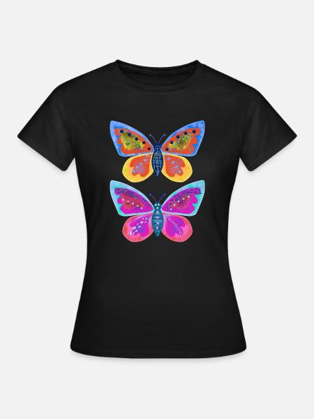 Huebsche Schmetterlinge - Frauen T-Shirt - Schwarz