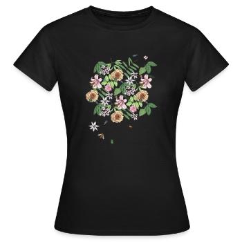 Fleurs abeilles coléoptères - T-shirt Femme - noir - Devant - AI Model Female 172 dark (172cm)