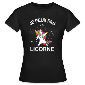 Je Peux Pas J'ai Licorne - T-shirt Femme - noir - Devant - AI Model Female 172 dark (172cm)