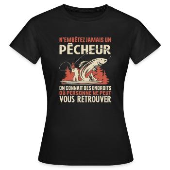 Chemise de pêcheur Papa pêcheur cadeau pêcheur - T-shirt Femme - noir - Devant - AI Model Female 172 dark (172cm)