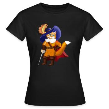 Chaton en bottes - T-shirt Femme - noir - Devant - AI Model Female 172 dark (172cm)