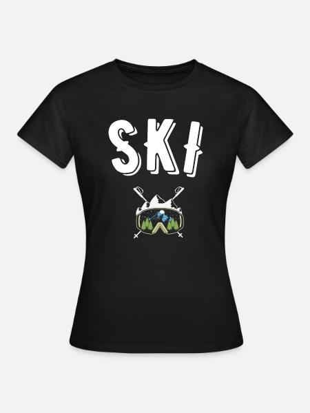 ski - T-shirt dam - svart