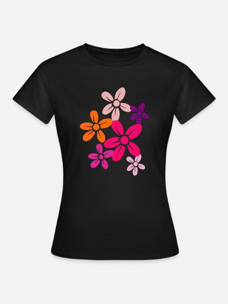 Flower Blume Pflanze - Frauen T-Shirt - Schwarz