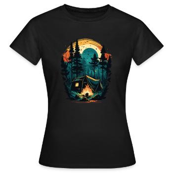 Camping - Survival Zuhause Ist Wo Mein Tarp Steht - Frauen T-Shirt - Schwarz - Vorne - AI Model Female 172 dark (172cm)