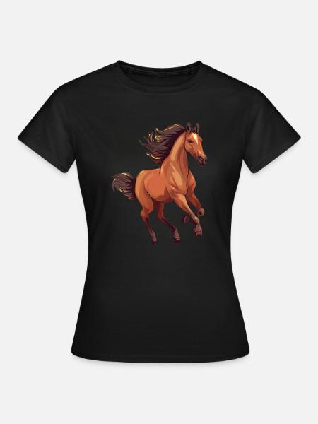 The Happy Horse tegneseriekapers og komiske krumspring - T-shirt dam - svart