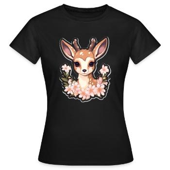 Chevreuil - T-shirt Femme - noir - Devant - AI Model Female 172 dark (172cm)