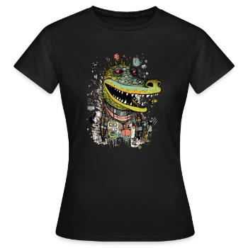 Fako the alligator - Women's T-Shirt - black - Front - AI Model Female 172 dark (172cm)