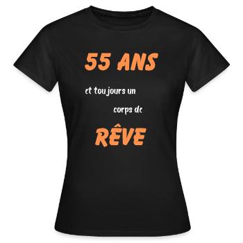 55 ans et toujours un corps de rêve - T-shirt Femme - noir - Devant - AI Model Female 172 dark (172cm)