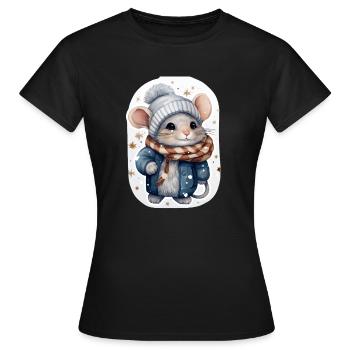 Süße Wintermaus - Frauen T-Shirt - Schwarz - Vorne - AI Model Female 172 dark (172cm)
