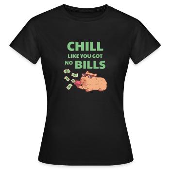 Capybara chillen, als hättest du keine Scheine - Frauen T-Shirt - Schwarz - Vorne - AI Model Female 172 dark (172cm)