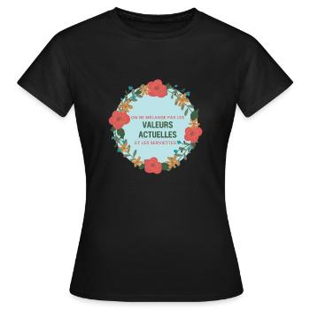 Les Valeurs actuelles et les serviettes - T-shirt Femme - noir - Devant - AI Model Female 172 dark (172cm)