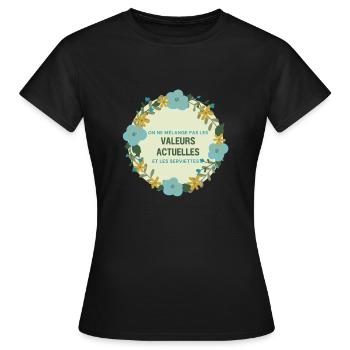 Les Valeurs Actuelles et les serviettes - T-shirt Femme - noir - Devant - AI Model Female 172 dark (172cm)