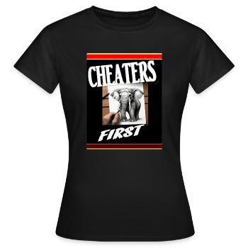 Cheaters first. - T-shirt Femme - noir - Devant - AI Model Female 172 dark (172cm)