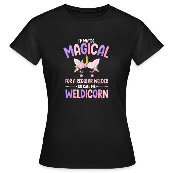 Weldicorn soudage comme un cadeau de fille soudeuse normale - T-shirt Femme - noir - Devant - AI Model Female 172 dark (172cm)