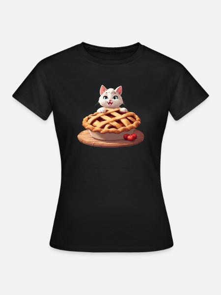 Angora Cat on Apple Pie - Women's T-Shirt - black