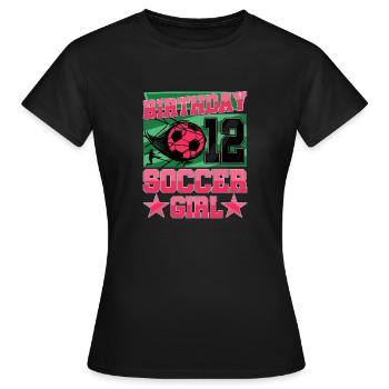 12th birthday Girl Soccer 12 Years Old Gifts - Women's T-Shirt - black - Front - AI Model Female 172 dark (172cm)