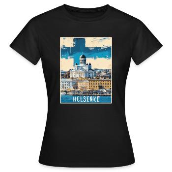 Peinture d’Helsinki - T-shirt Femme - noir - Devant - AI Model Female 172 dark (172cm)