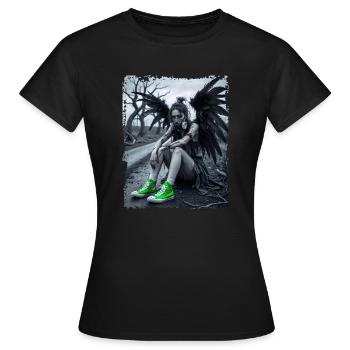 Ange déchu en masque à gaz - T-shirt Femme - noir - Devant - AI Model Female 172 dark (172cm)