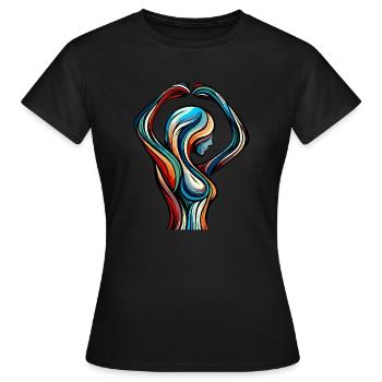Bunte Frau - Frauen T-Shirt - Schwarz - Vorne - AI Model Female 172 dark (172cm)