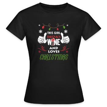 Weihnachten Girl Love Christmas Xmas Geschenk - Frauen T-Shirt - Schwarz - Vorne - AI Model Female 172 dark (172cm)
