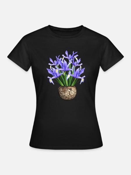 flowers lilies tulips orchids sunflower dahlia ger - Frauen T-Shirt - Schwarz