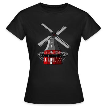 windmill windmill wind turbine windrad5 - Women's T-Shirt - black - Front - AI Model Female 172 dark (172cm)