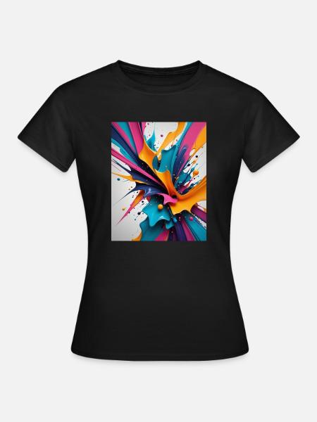 Farbklecks - Frauen T-Shirt - Schwarz