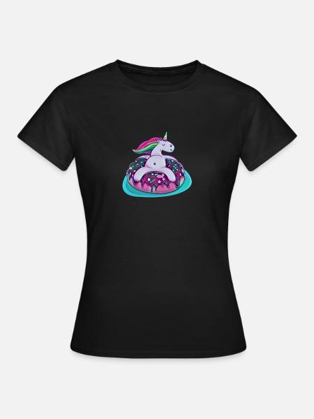 Lustiges Einhorn - Frauen T-Shirt - Schwarz