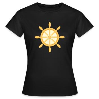 Schiffsrad Schiffssteuerrad mit Himmelsrichtungen - Frauen T-Shirt - Schwarz - Vorne - AI Model Female 172 dark (172cm)