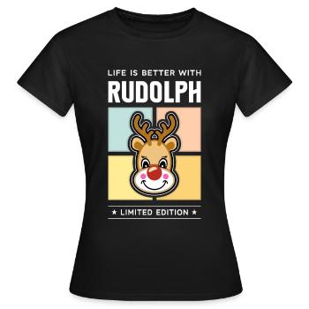 Rudolph - T-shirt Femme - noir - Devant - AI Model Female 172 dark (172cm)