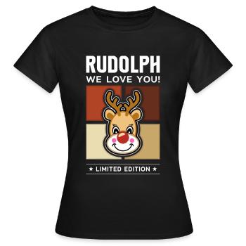 Rudolph - T-shirt Femme - noir - Devant - AI Model Female 172 dark (172cm)