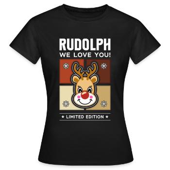 Rudolph - T-shirt Femme - noir - Devant - AI Model Female 172 dark (172cm)