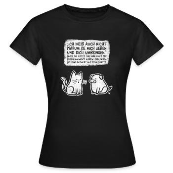 Katze Schwein Vegan T-shirt Spruch vegetarisch - Frauen T-Shirt - Schwarz - Vorne - AI Model Female 172 dark (172cm)