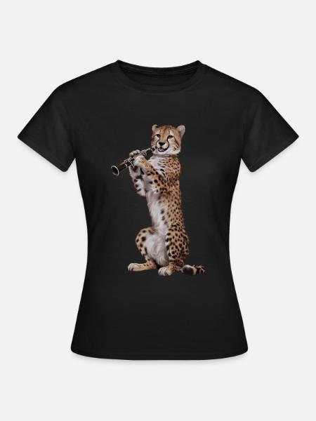 Gepard Klarinette - Frauen T-Shirt - Schwarz