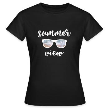 Vue d'été - heure d'été - J'aime l'été - T-shirt Femme - noir - Devant - AI Model Female 172 dark (172cm)