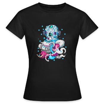 Oktopus - zombie - cooles Seeungeheuer Streetwear - Frauen T-Shirt - Schwarz - Vorne - AI Model Female 172 dark (172cm)