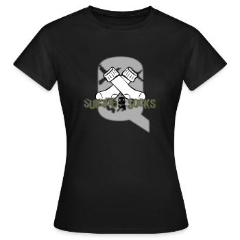 SuicideSocks - bright design - Women's T-Shirt - black - Front - AI Model Female 172 dark (172cm)