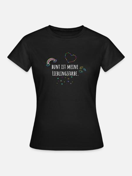Bunt ist meine Lieblingsfarbe, bunt, Regenbogen - Frauen T-Shirt - Schwarz