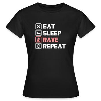 sleep Rave repeat - Women's T-Shirt - black - Front - AI Model Female 172 dark (172cm)