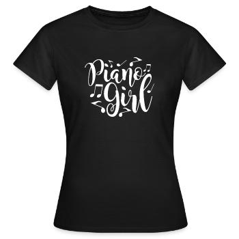 Piano Girl Klavier Frau Mädchen Geschenk - Frauen T-Shirt - Schwarz - Vorne - AI Model Female 172 dark (172cm)