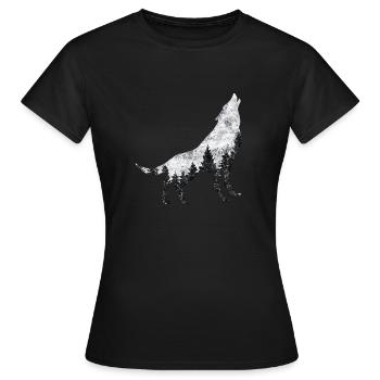 Wolf Wildnis Schutz der Wildtiere - Frauen T-Shirt - Schwarz - Vorne - AI Model Female 172 dark (172cm)