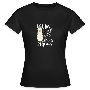 Just A Girl Who Loves Alpacas Alpaka Lama - Frauen T-Shirt - Schwarz - Vorne - AI Model Female 172 dark (172cm)