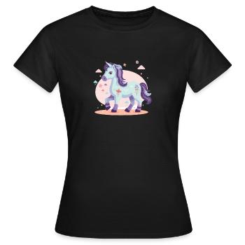 Pferd - Frauen T-Shirt - Schwarz - Vorne - AI Model Female 172 dark (172cm)