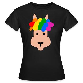 Llama with rainbow hairstyle - Women's T-Shirt - black - Front - AI Model Female 172 dark (172cm)
