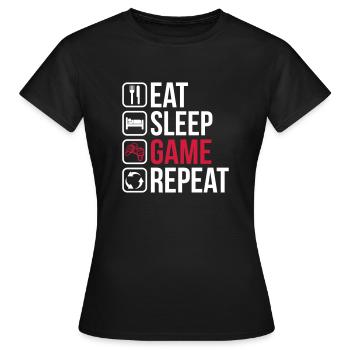 Mangez Sleep Game Repeat - T-shirt Femme - noir - Devant - AI Model Female 172 dark (172cm)