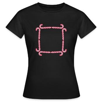 rahmen schild zuckerstange lecker suessigkeit zuck - Frauen T-Shirt - Schwarz - Vorne - AI Model Female 172 dark (172cm)